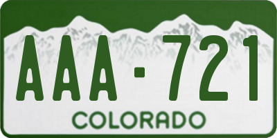 CO license plate AAA721