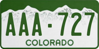 CO license plate AAA727