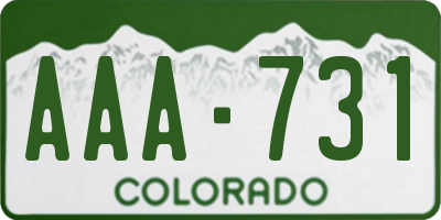 CO license plate AAA731