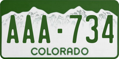 CO license plate AAA734
