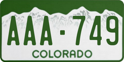 CO license plate AAA749