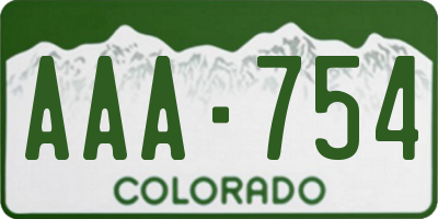 CO license plate AAA754