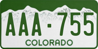 CO license plate AAA755