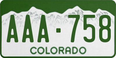CO license plate AAA758