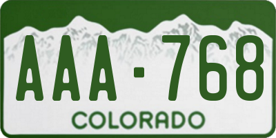 CO license plate AAA768