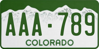 CO license plate AAA789