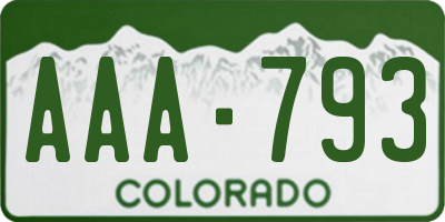 CO license plate AAA793