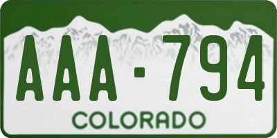 CO license plate AAA794