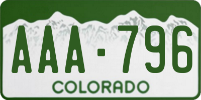 CO license plate AAA796