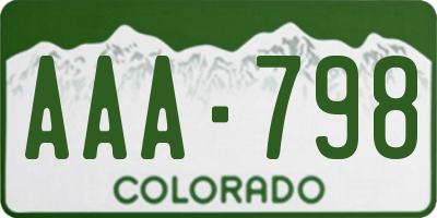 CO license plate AAA798