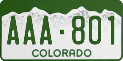 CO license plate AAA801