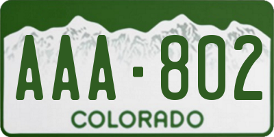 CO license plate AAA802