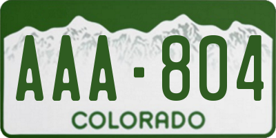 CO license plate AAA804