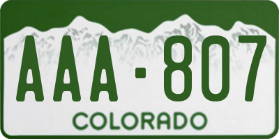 CO license plate AAA807