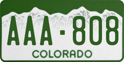 CO license plate AAA808