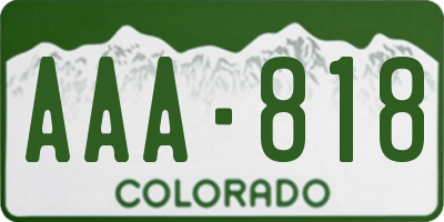 CO license plate AAA818