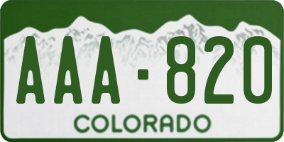 CO license plate AAA820
