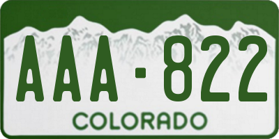 CO license plate AAA822