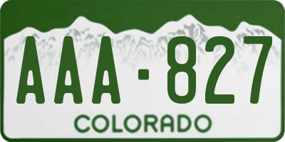 CO license plate AAA827