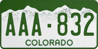 CO license plate AAA832