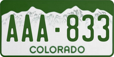 CO license plate AAA833