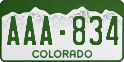 CO license plate AAA834