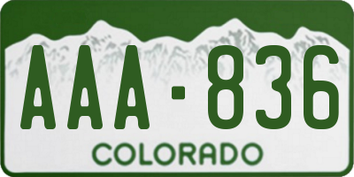 CO license plate AAA836