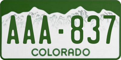 CO license plate AAA837