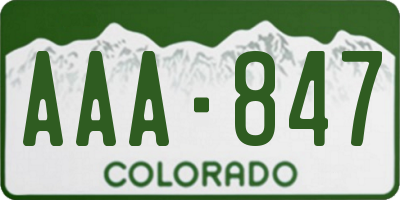 CO license plate AAA847