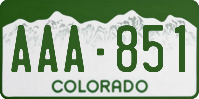 CO license plate AAA851