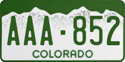 CO license plate AAA852