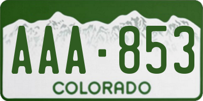 CO license plate AAA853