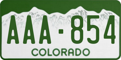 CO license plate AAA854