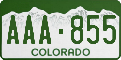 CO license plate AAA855