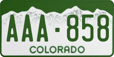 CO license plate AAA858