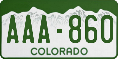 CO license plate AAA860