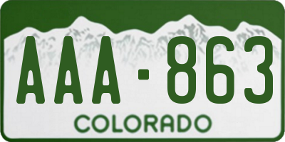CO license plate AAA863