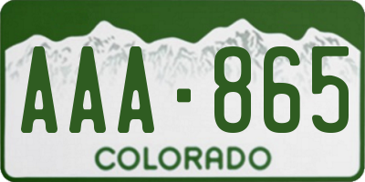 CO license plate AAA865