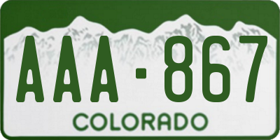 CO license plate AAA867