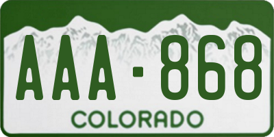 CO license plate AAA868
