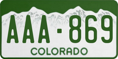 CO license plate AAA869