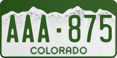 CO license plate AAA875