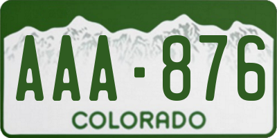 CO license plate AAA876