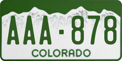 CO license plate AAA878