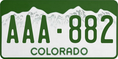 CO license plate AAA882