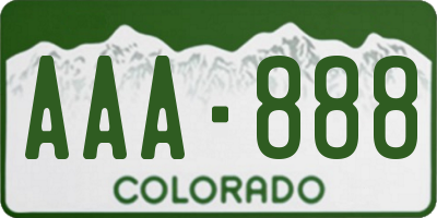 CO license plate AAA888