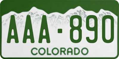 CO license plate AAA890