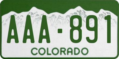 CO license plate AAA891