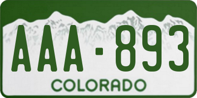 CO license plate AAA893