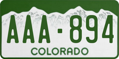 CO license plate AAA894